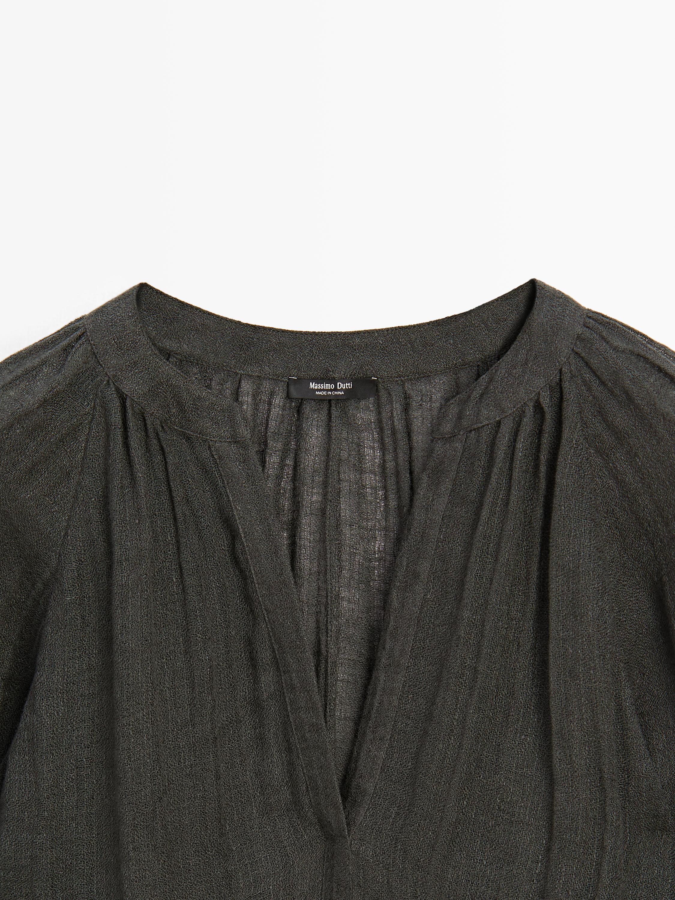 Flowing 100% linen long oversize blouse
